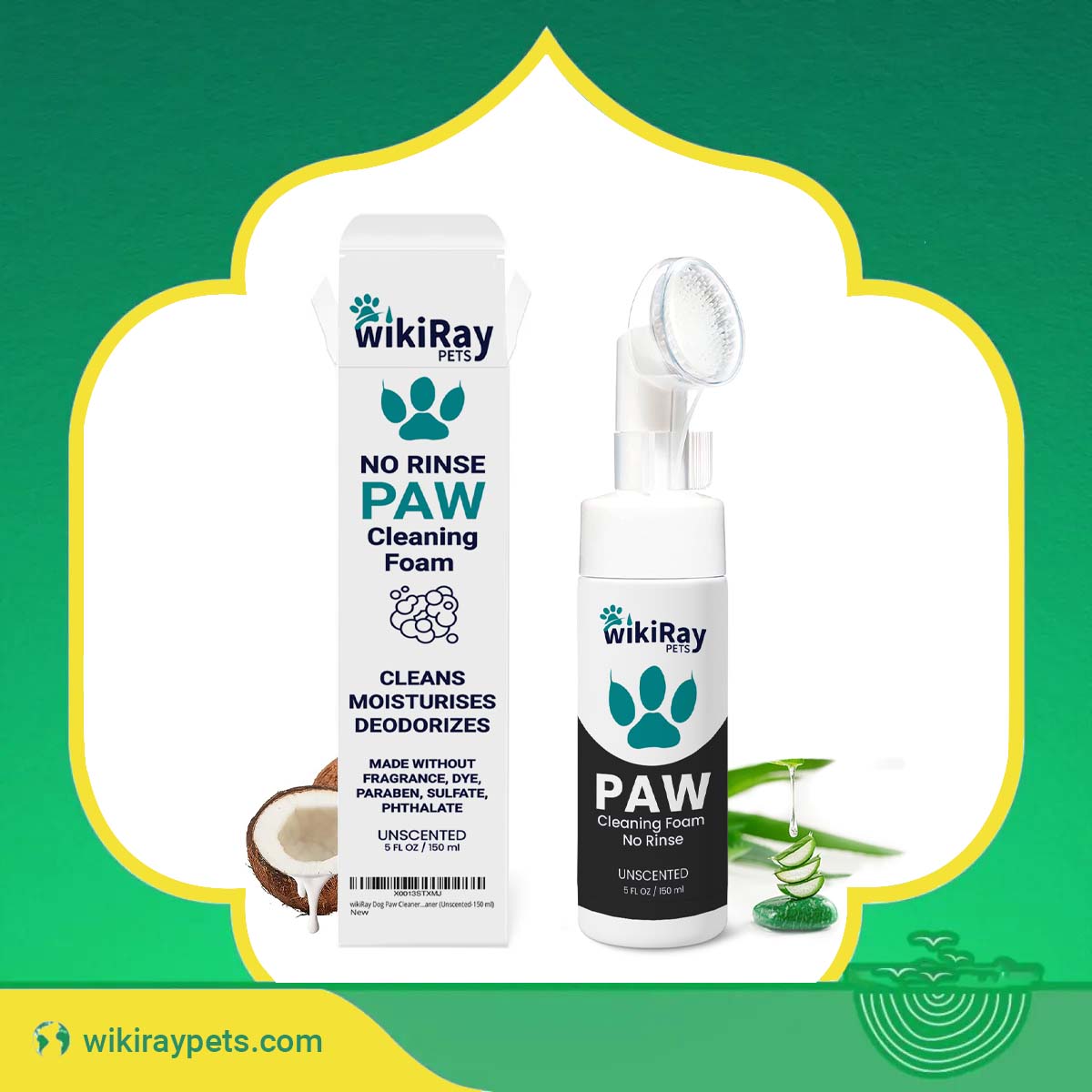 wikiRay Dog Paw Cleaner Foam - No Rinse